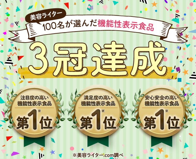 100名が選んだ機能性表示食品　３冠達成！